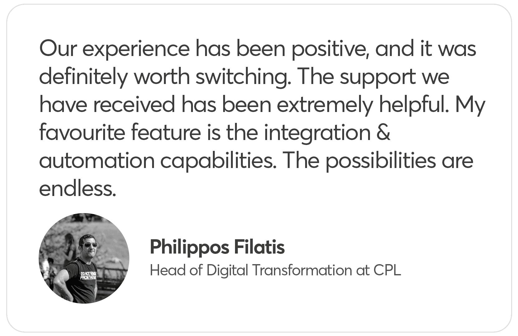 Positive review of integration and automation capabilities.