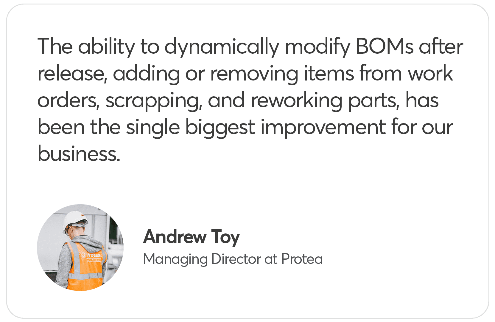 Quote about improving business processes by Andrew Toy.