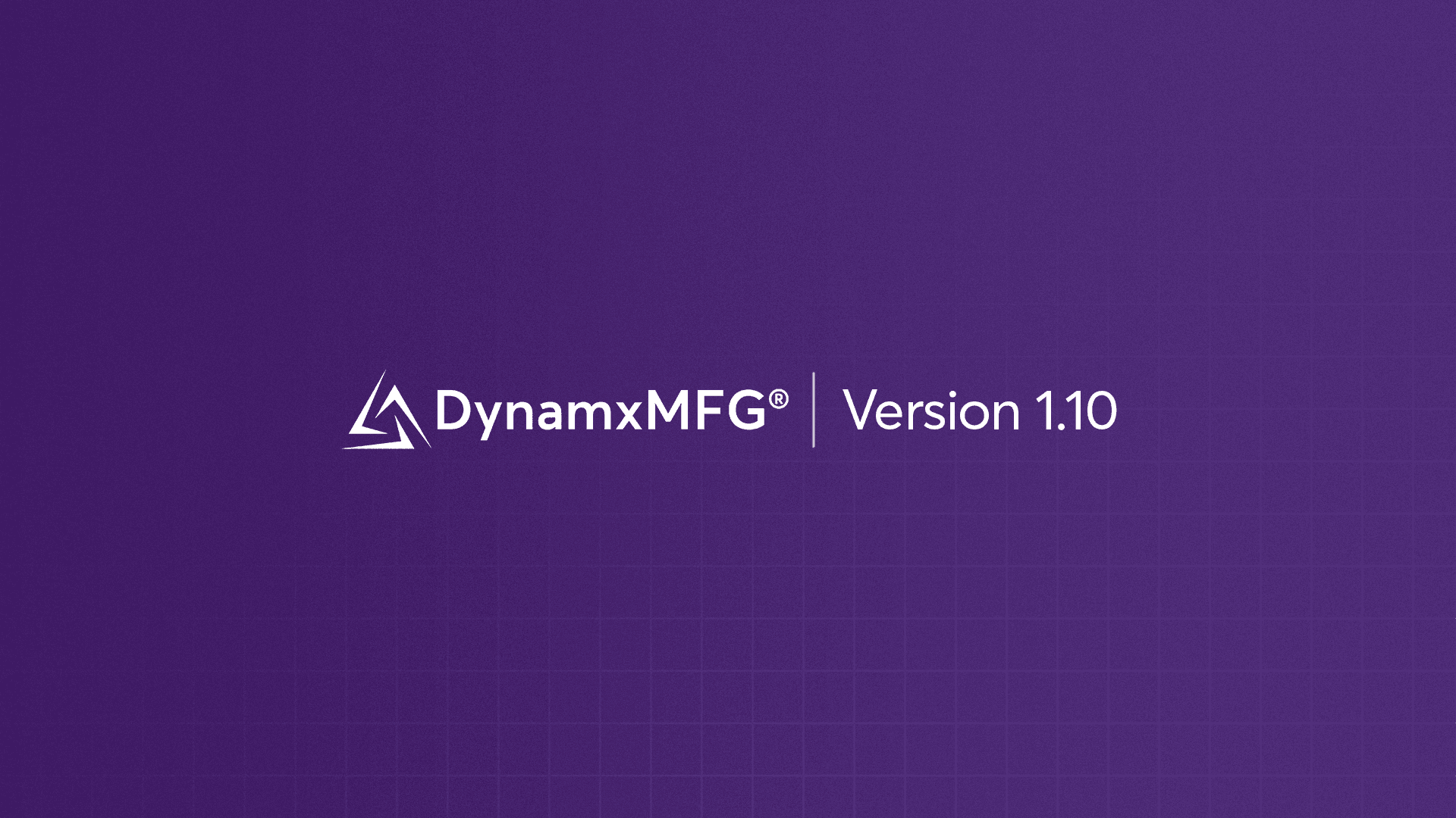 1.10 DynamxMFG logo, Version 1.10 on purple background.