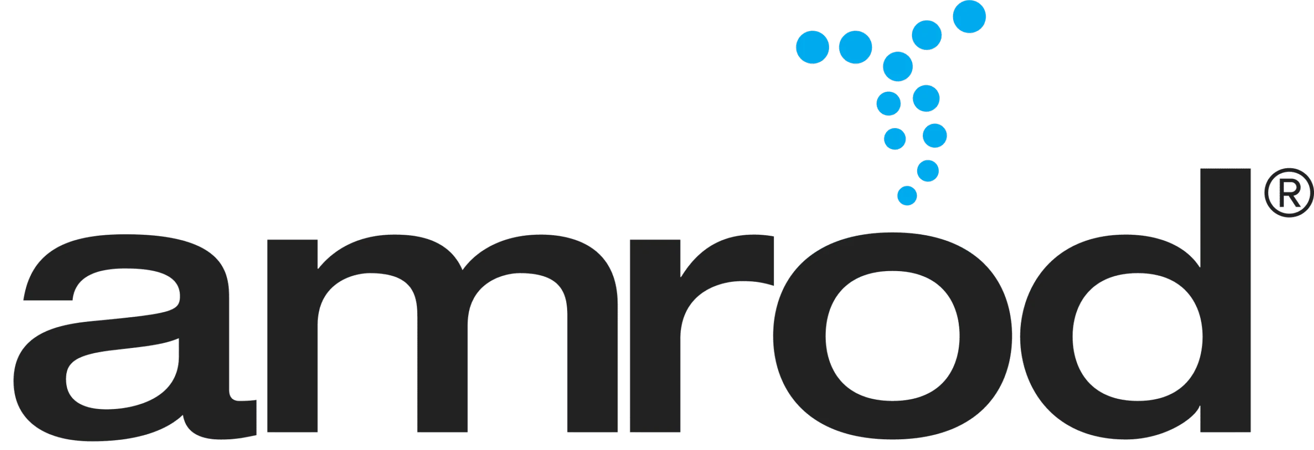 Amrod logo with blue dotted accent