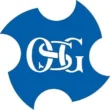 Blue circular logo with intertwined CG letters