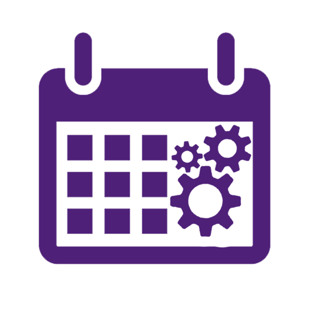 Planning and Scheduling Solid purple square on light gray background